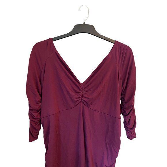 Torrid Cranberry Jersey Gown Ruched Off Shoulder Maxi Dress Plus Size 3 Evening - Picture 9 of 14